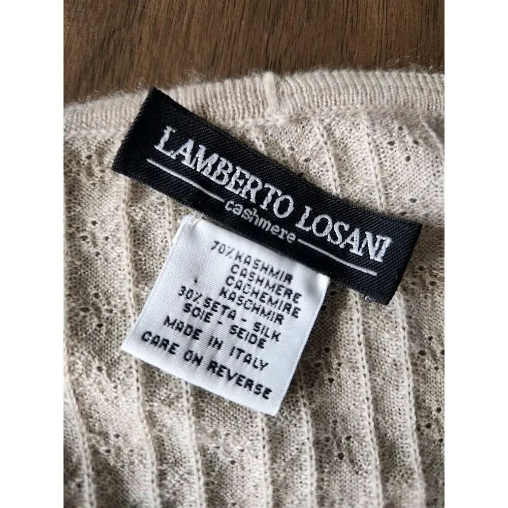 Lamberto Losani Women's Cashmere Beige Tank & Cardigan Set Size M Pre-owned - Picture 6 of 11